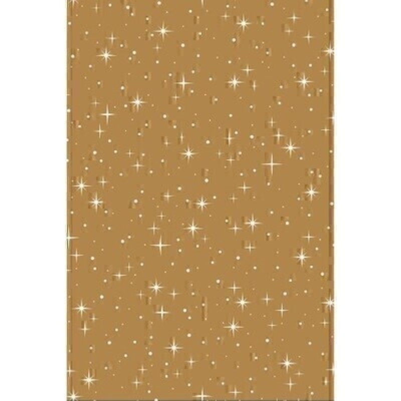 Traditional gold Christmas wrapping paper covered with bright stars. Approx size 1.5m